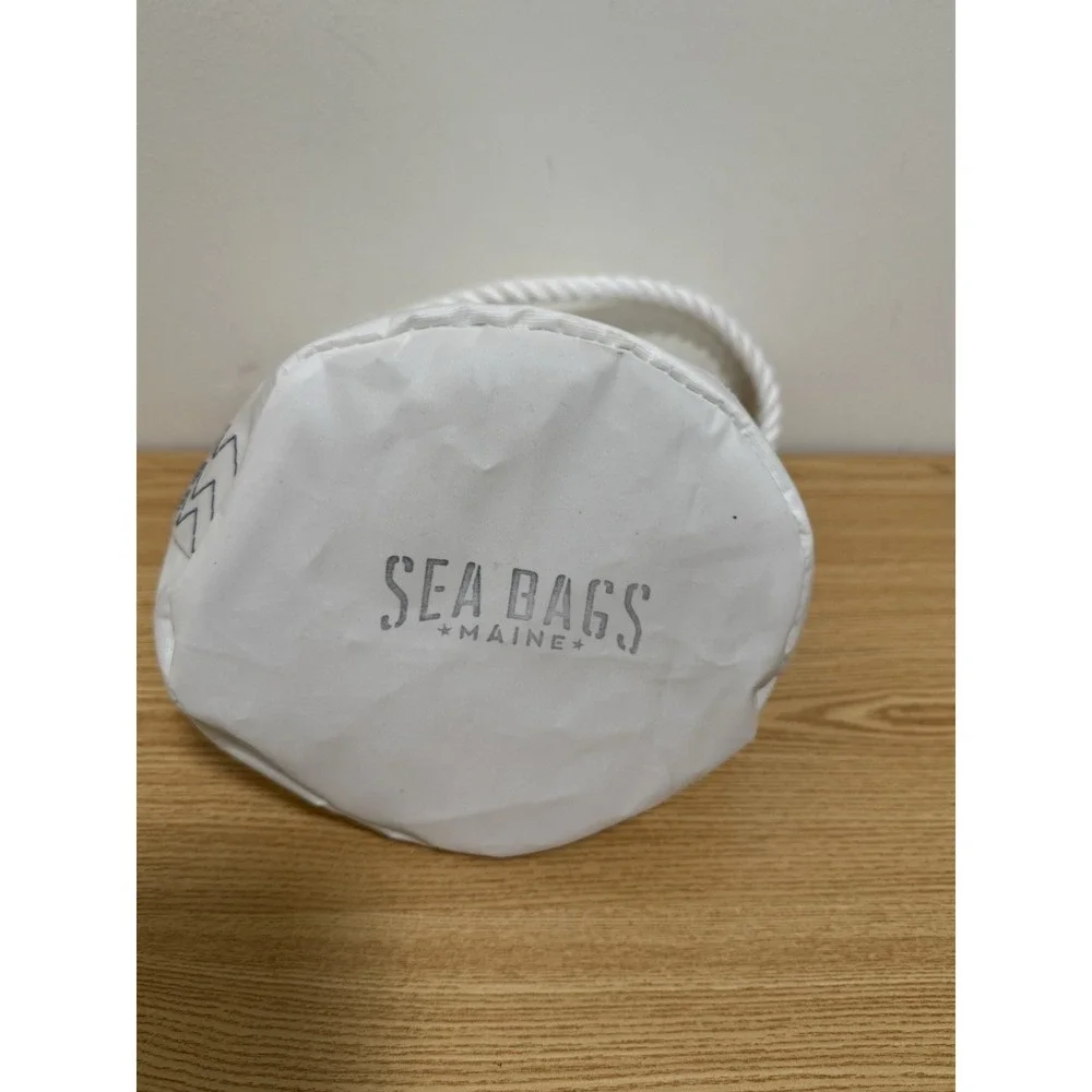 Sea Bags of Maine White Star Bucket Bag Recycled Sail Cloth Handcrafted in USA